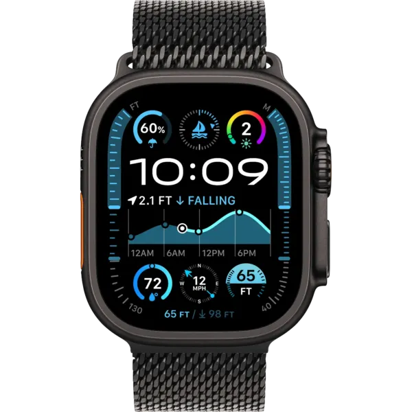 Apple Watch Ultra 2 2024 GPS + Cellular 49mm Black Titanium Case with Black Titanium Milanese Loop - Large