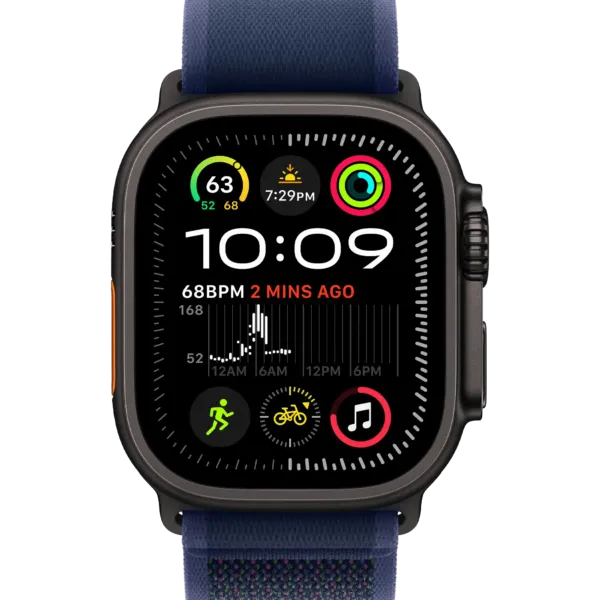 Apple Watch Ultra 2 2024 GPS + Cellular 49mm Black Titanium Case with Blue Trail Loop - M/L
