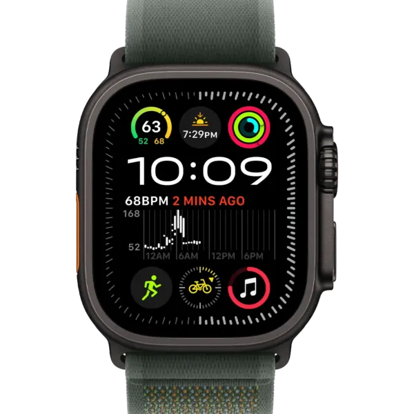 Apple Watch Ultra 2 2024 GPS + Cellular 49mm Black Titanium Case with Green Trail Loop - M/L