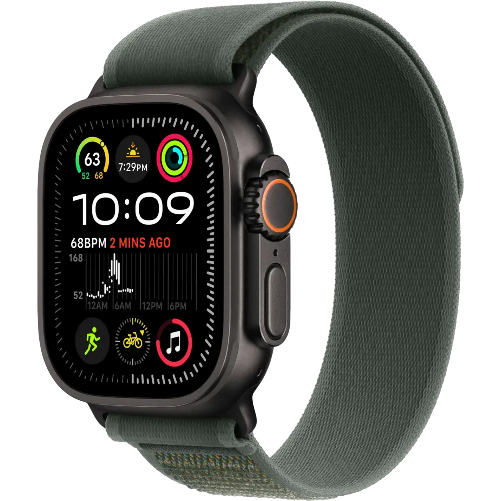 Apple Watch Ultra 2 2024 GPS + Cellular 49mm Black Titanium Case with Green Trail Loop - M/L
