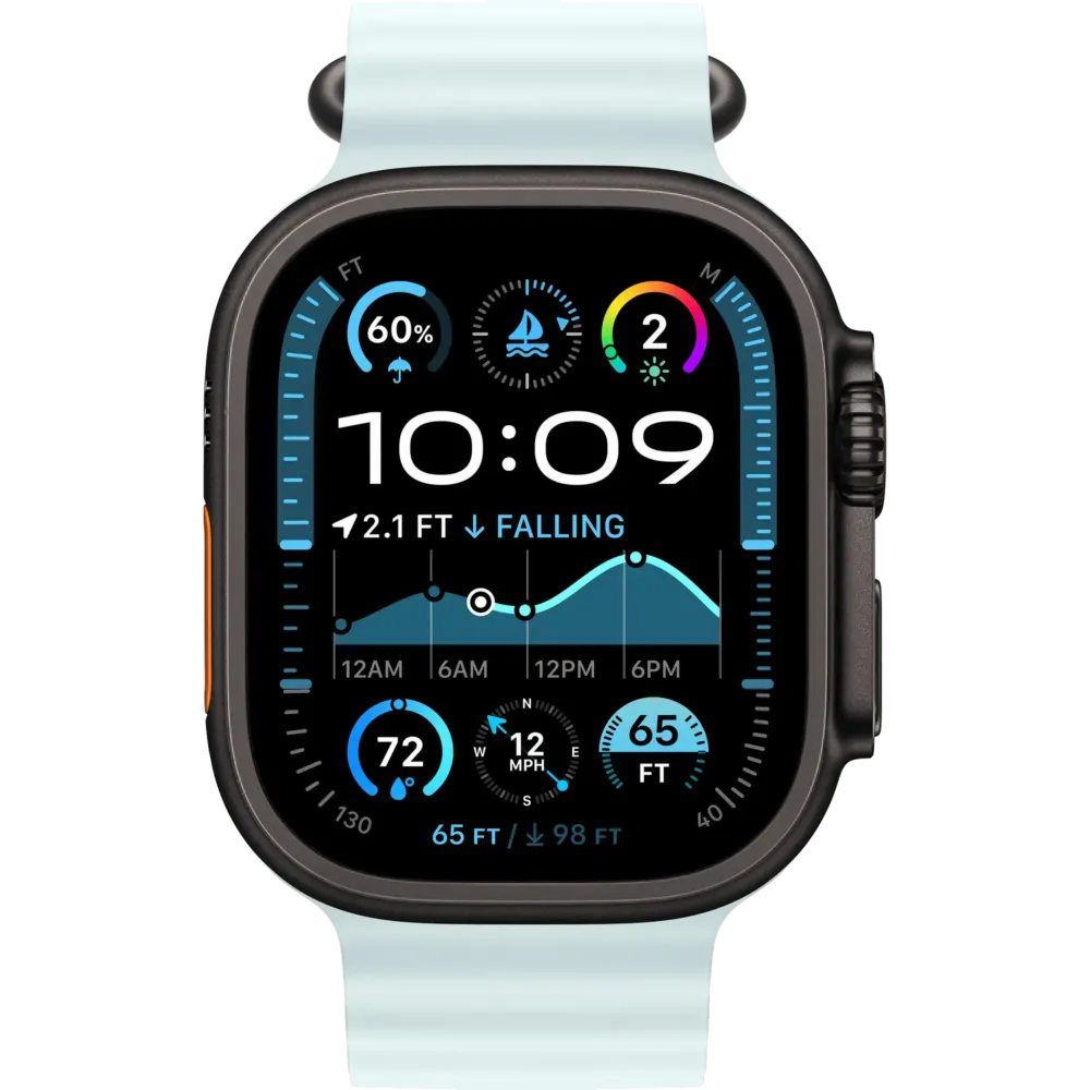Apple Watch Ultra 2 2024 GPS + Cellular 49mm Black Titanium Case with Ice Blue Ocean Band