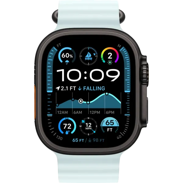Apple Watch Ultra 2 2024 GPS + Cellular 49mm Black Titanium Case with Ice Blue Ocean Band