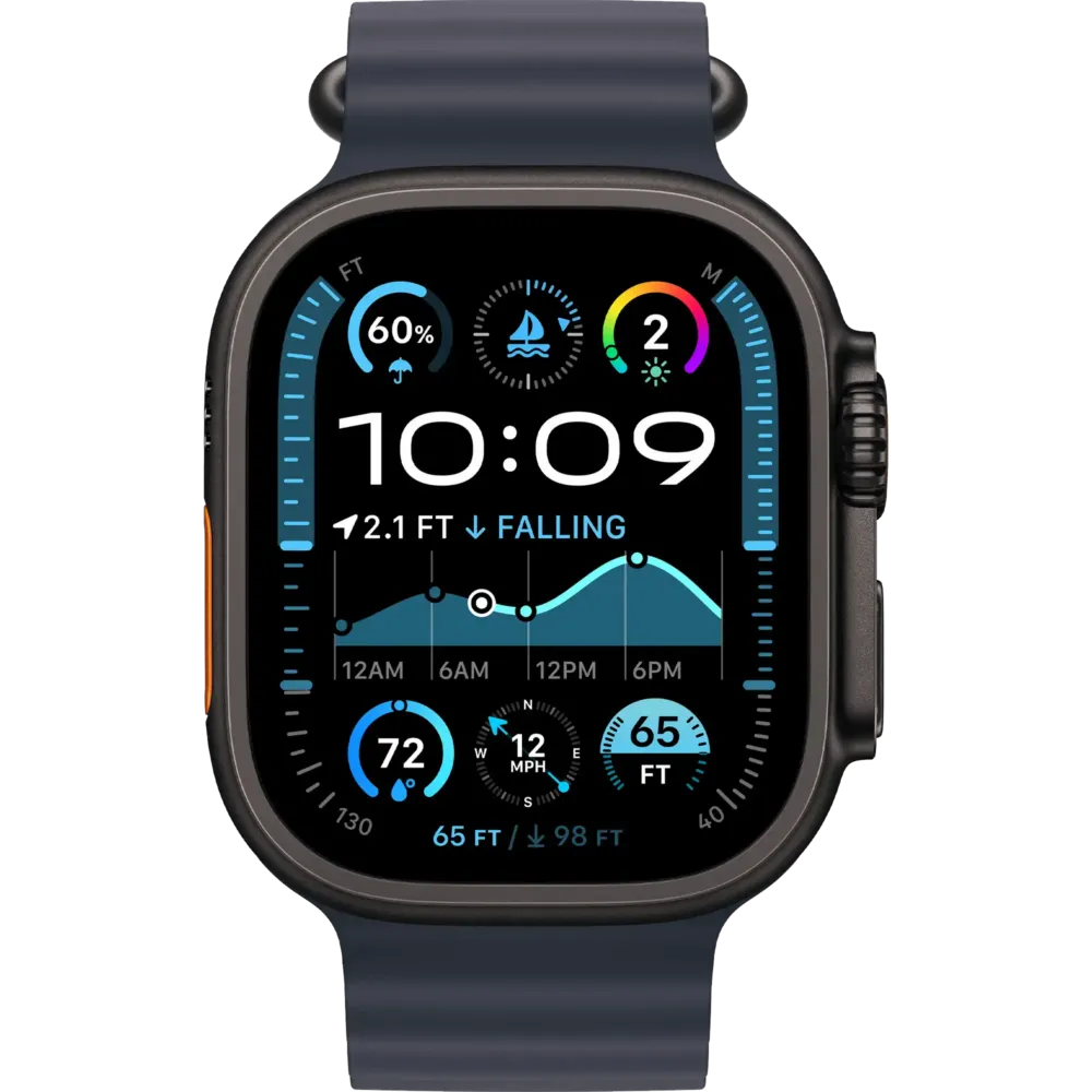 Apple Watch Ultra 2 2024 GPS + Cellular 49mm Black Titanium Case with Navy Ocean Band