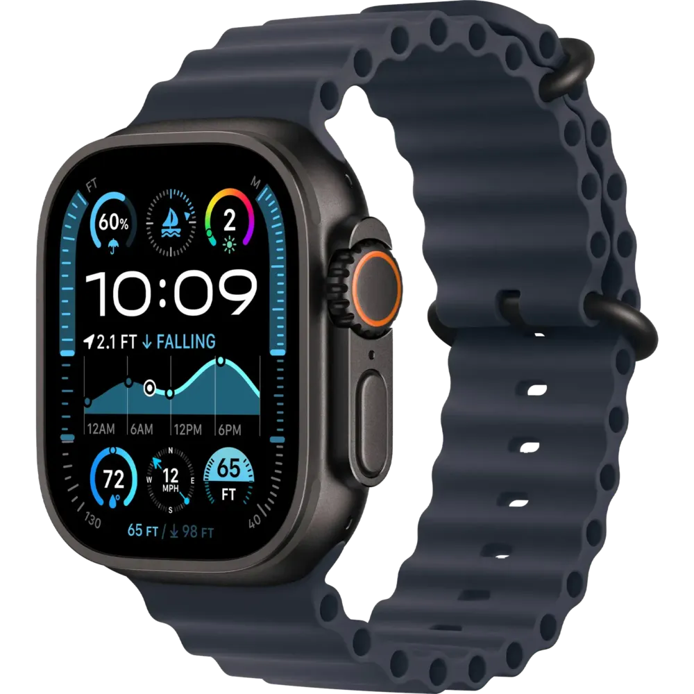 Apple Watch Ultra 2 2024 GPS + Cellular 49mm Black Titanium Case with Navy Ocean Band