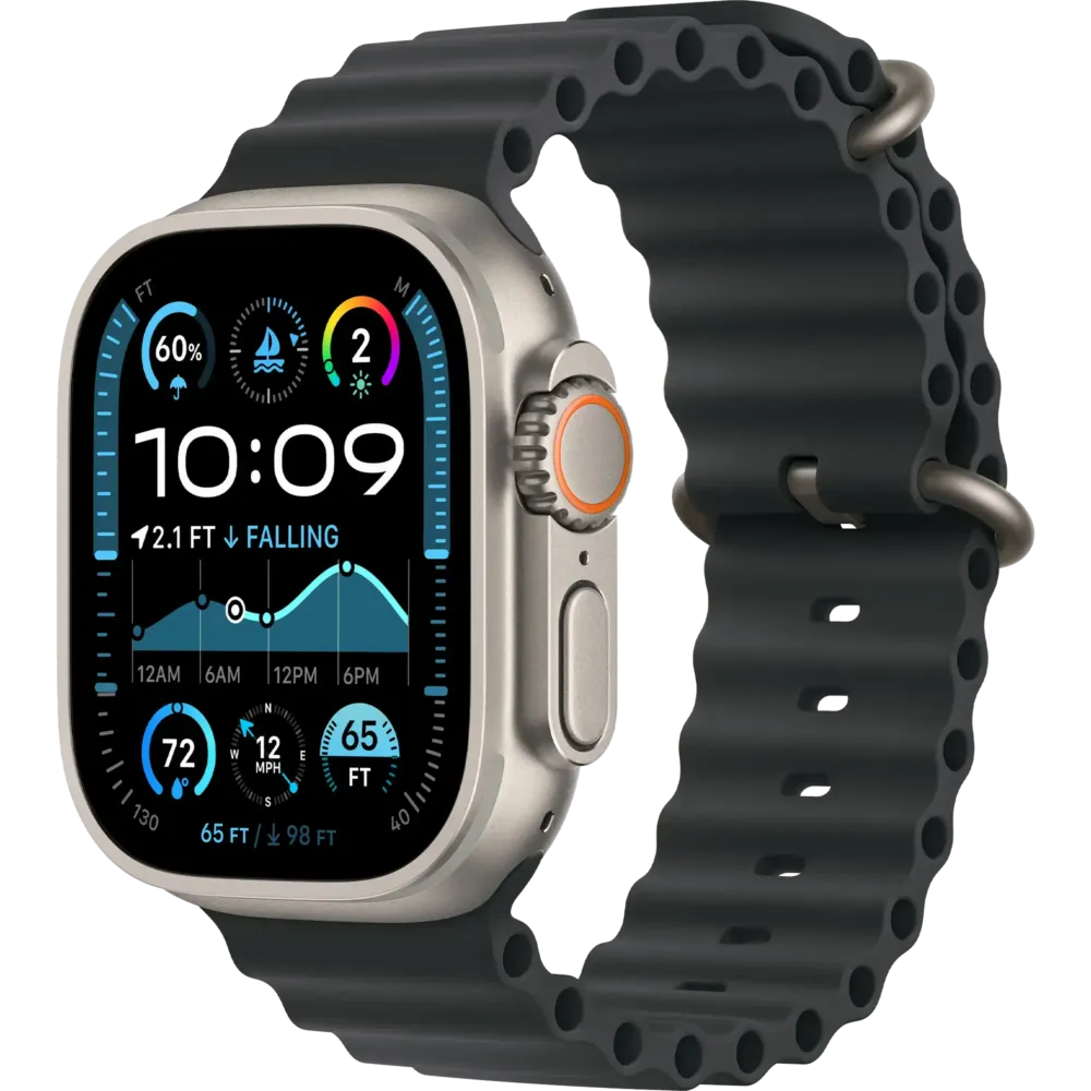 Apple Watch Ultra 2 2024 GPS + Cellular 49mm Natural Titanium Case with Black Ocean Band