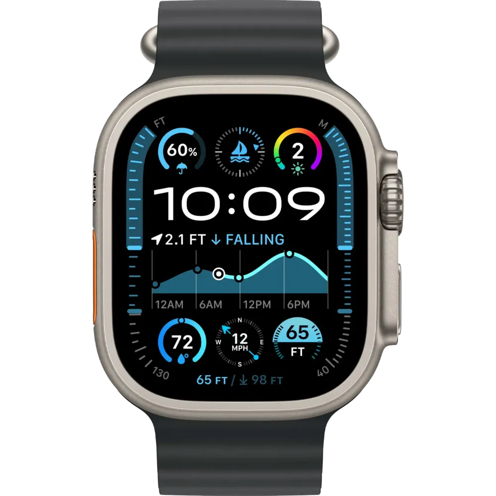 Apple Watch Ultra 2 2024 GPS + Cellular 49mm Natural Titanium Case with Black Ocean Band