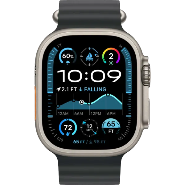 Apple Watch Ultra 2 2024 GPS + Cellular 49mm Natural Titanium Case with Black Ocean Band