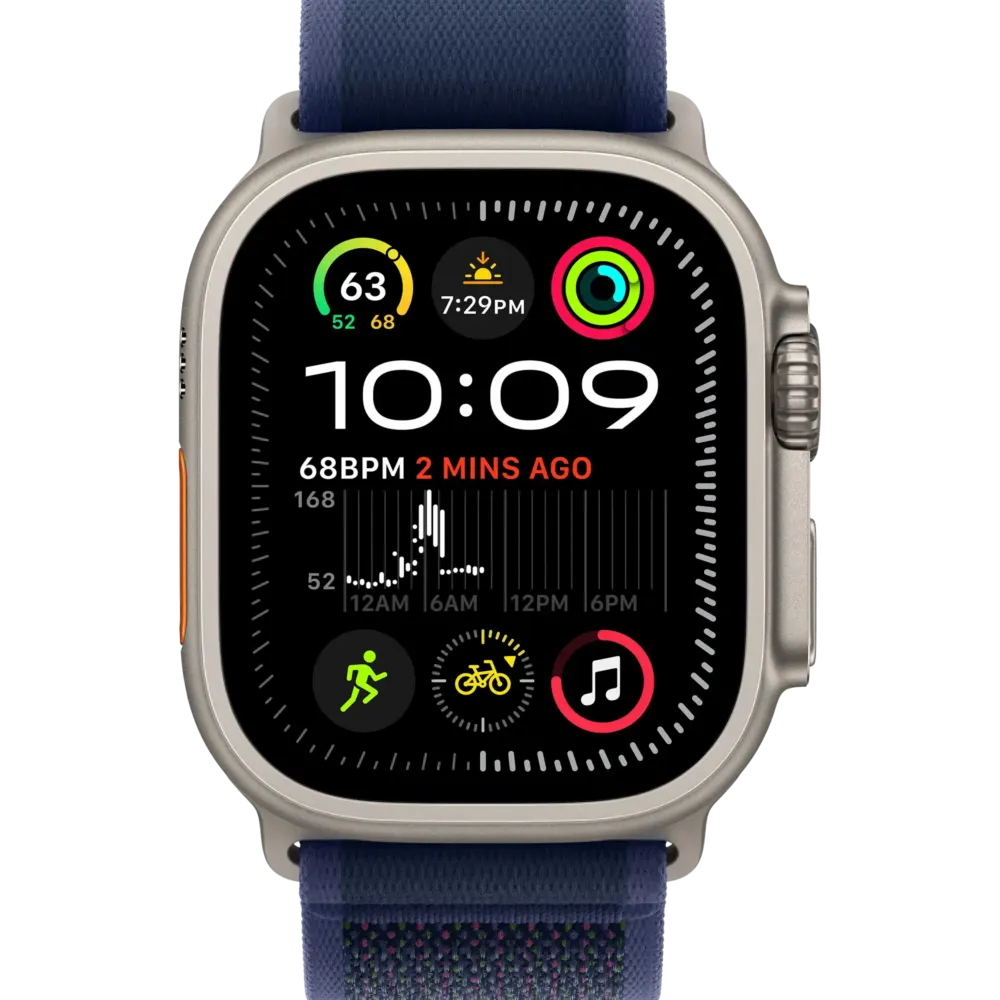 Apple Watch Ultra 2 2024 GPS + Cellular 49mm Natural Titanium Case with Blue Trail Loop - M/L