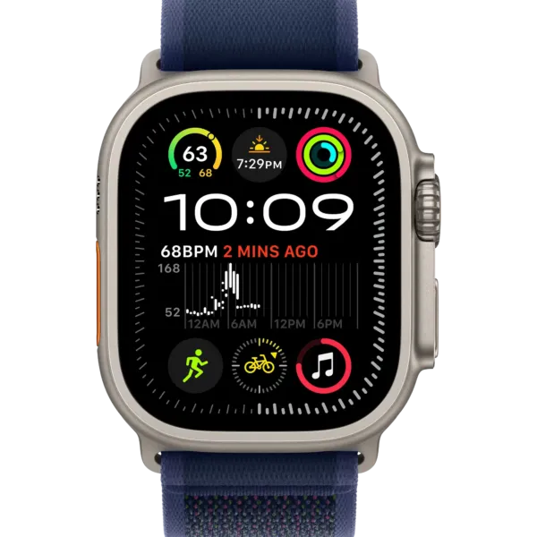 Apple Watch Ultra 2 2024 GPS + Cellular 49mm Natural Titanium Case with Blue Trail Loop - M/L
