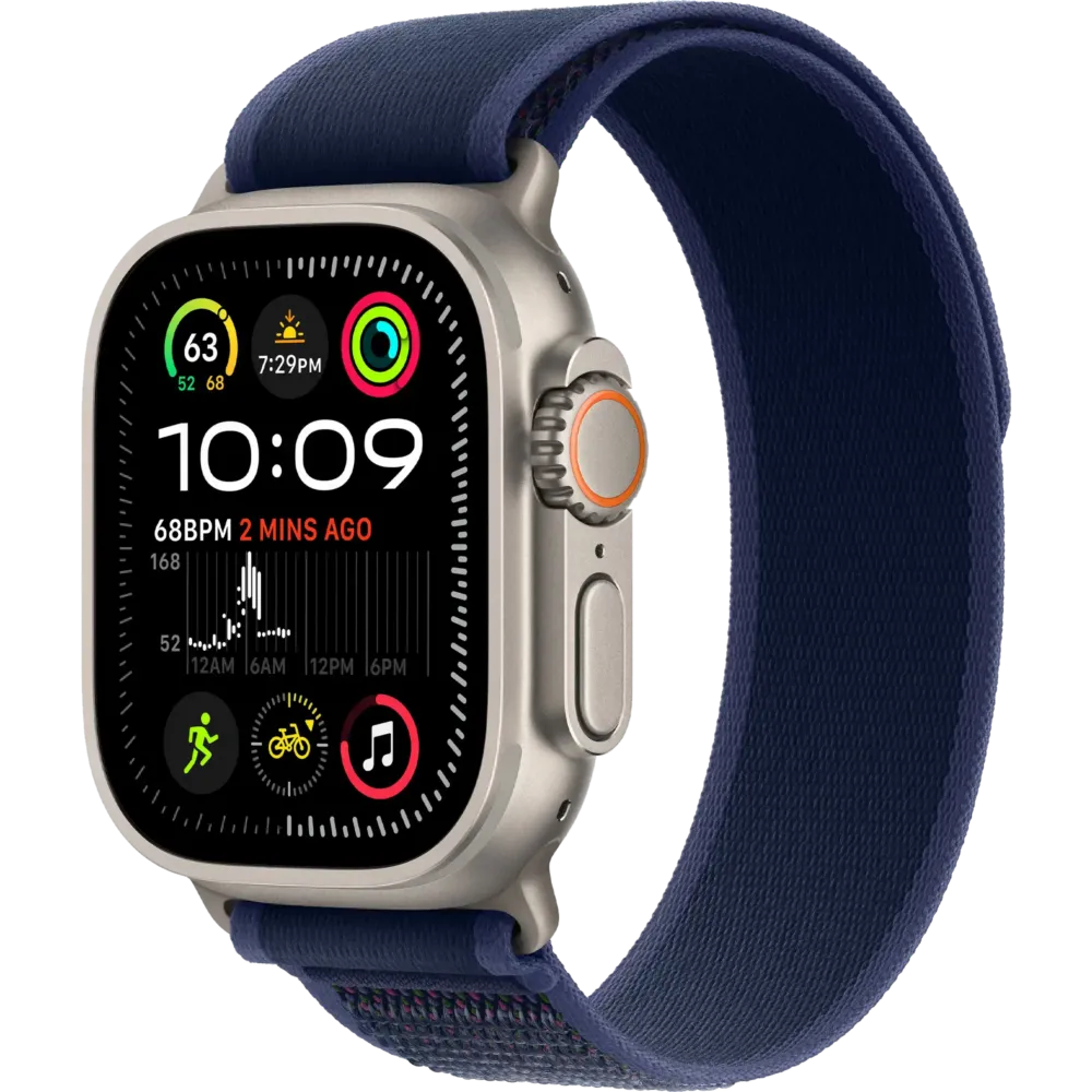 Apple Watch Ultra 2 2024 GPS + Cellular 49mm Natural Titanium Case with Blue Trail Loop - M/L