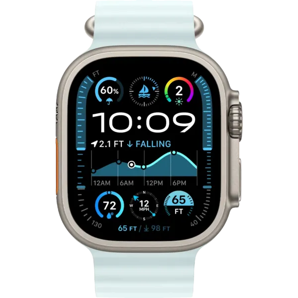 Apple Watch Ultra 2 2024 GPS + Cellular 49mm Natural Titanium Case with Ice Blue Ocean Band