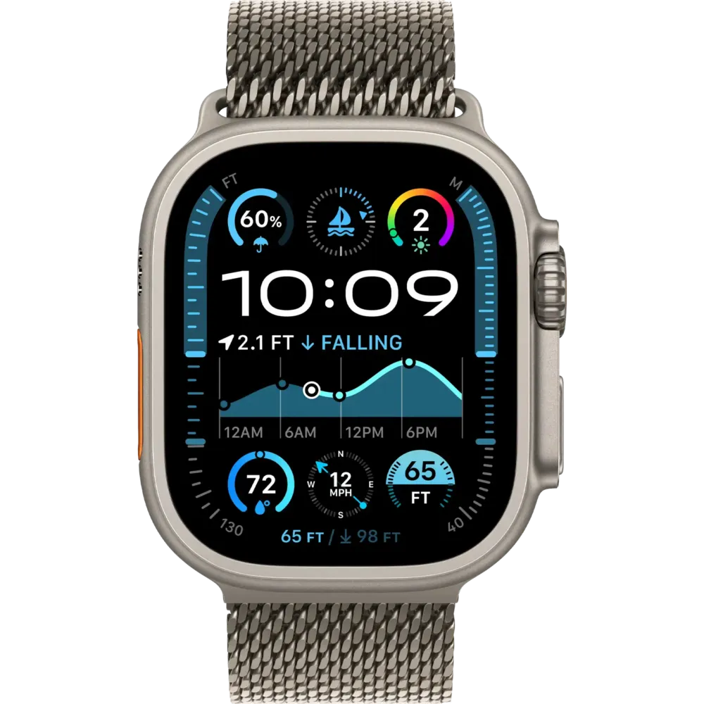 Apple Watch Ultra 2 2024 GPS + Cellular 49mm Natural Titanium Case with Natural Titanium Milanese Loop - Large