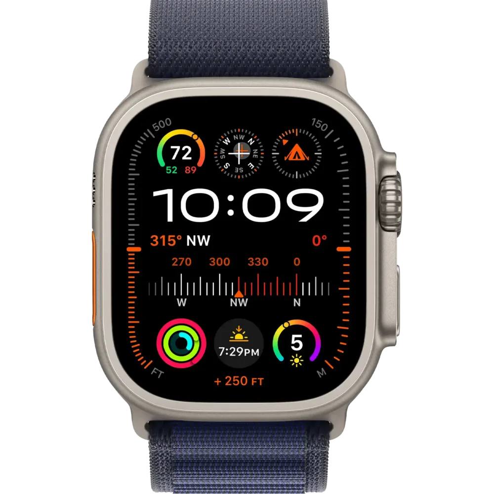 Apple Watch Ultra 2 2024 GPS + Cellular 49mm Natural Titanium Case with Navy Alpine Loop - Large