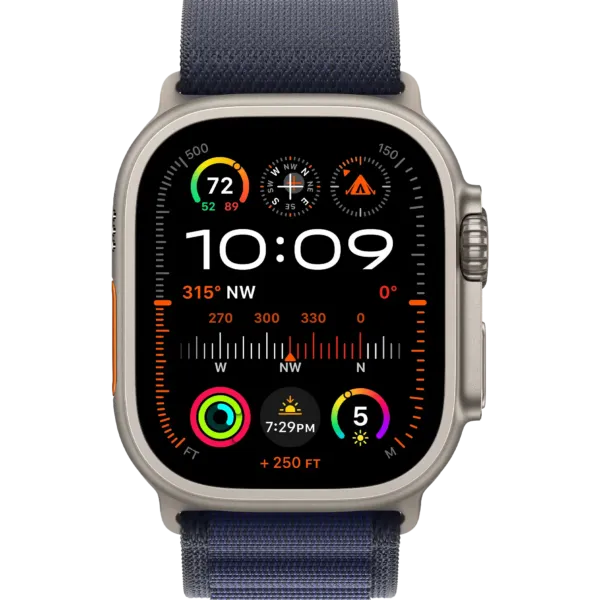 Apple Watch Ultra 2 2024 GPS + Cellular 49mm Natural Titanium Case with Navy Alpine Loop - Large