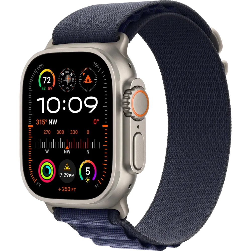 Apple Watch Ultra 2 2024 GPS + Cellular 49mm Natural Titanium Case with Navy Alpine Loop - Large