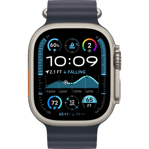 Apple Watch Ultra 2 2024 GPS + Cellular 49mm Natural Titanium Case with Navy Ocean Band