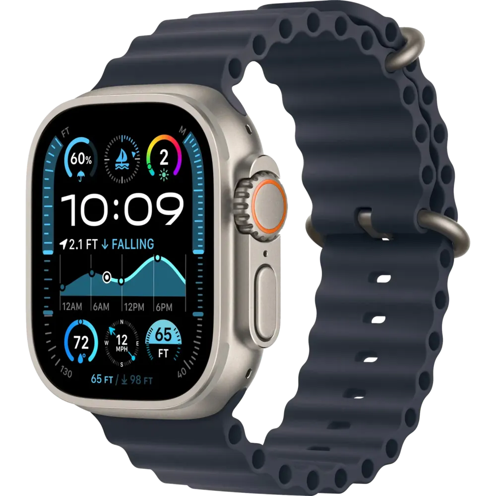 Apple Watch Ultra 2 2024 GPS + Cellular 49mm Natural Titanium Case with Navy Ocean Band