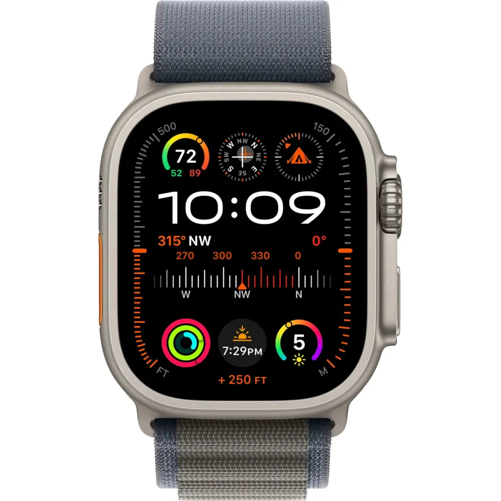 Apple Watch Ultra 2 GPS + Cellular 49mm Titanium Case with Blue Alpine Loop - Large Natural