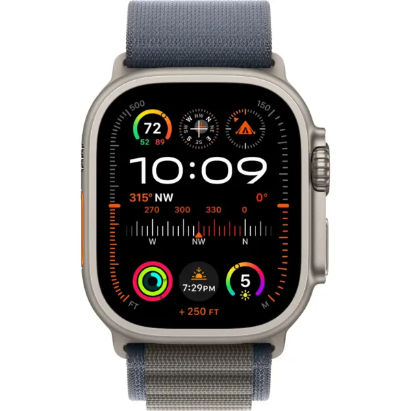 Apple Watch Ultra 2 GPS + Cellular 49mm Titanium Case with Blue Alpine Loop - Large