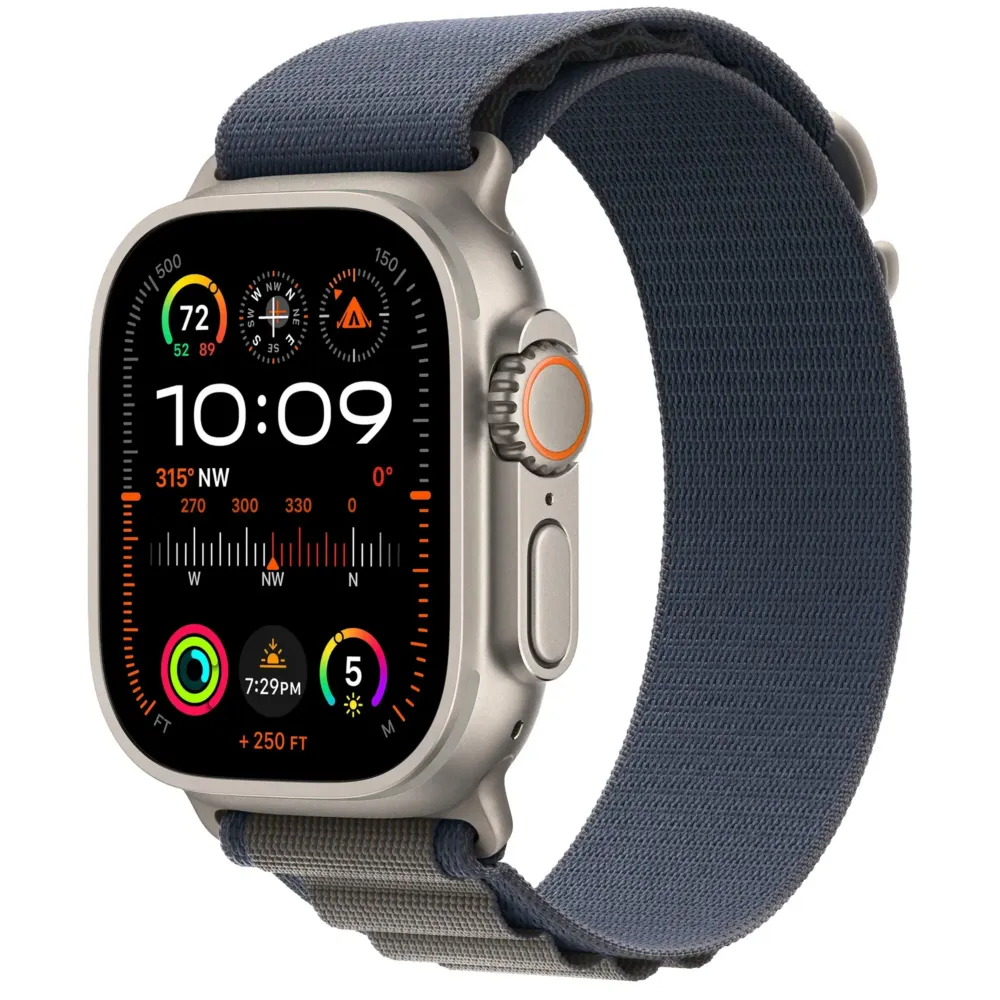Apple Watch Ultra 2 GPS + Cellular 49mm Titanium Case with Blue Alpine Loop - Medium