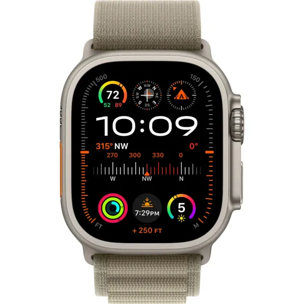 Apple Watch Ultra 2 GPS + Cellular 49mm Titanium Case with Olive Alpine Loop - Small