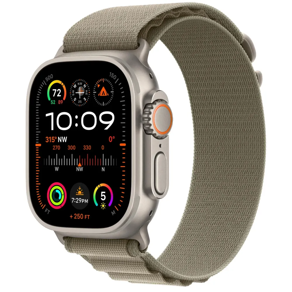Apple Watch Ultra 2 GPS + Cellular 49mm Titanium Case with Olive Alpine Loop - Small