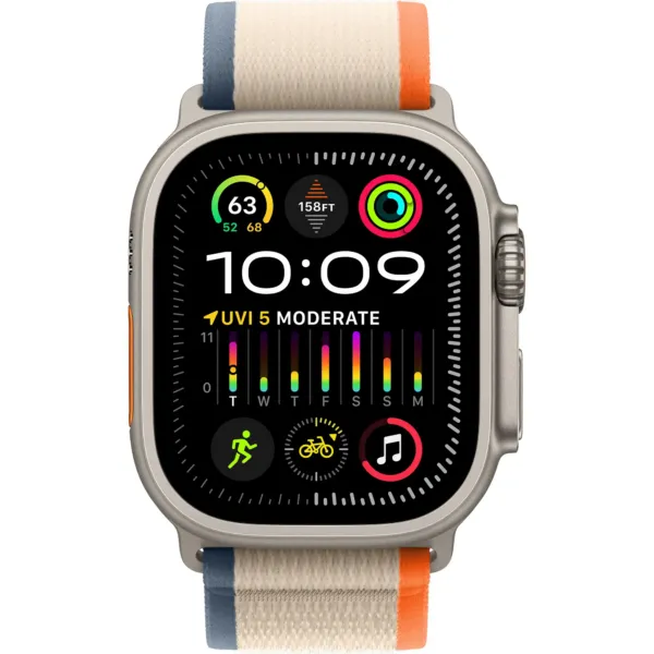 Apple Watch Ultra 2 GPS + Cellular 49mm Titanium Case with Orange/Beige Trail Loop - M/L