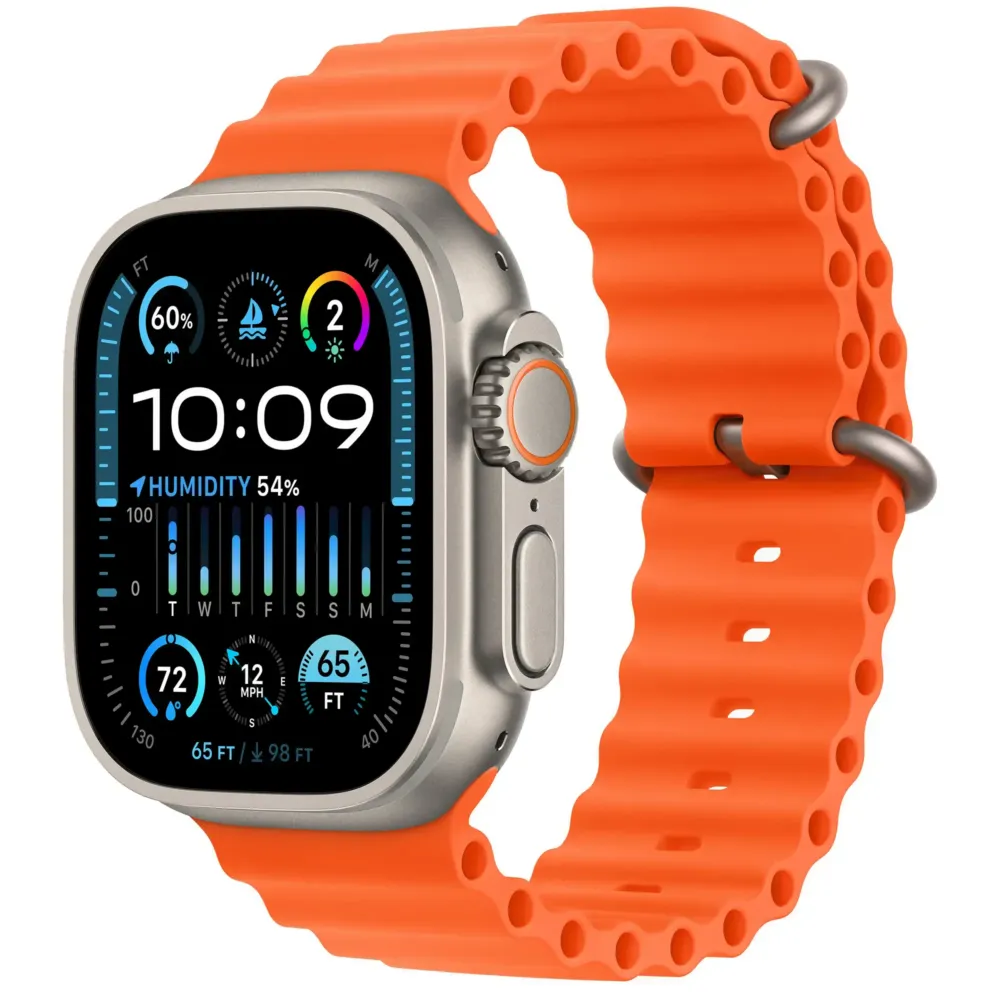 Apple Watch Ultra 2 GPS + Cellular 49mm Titanium Case with Orange Ocean Band Natural
