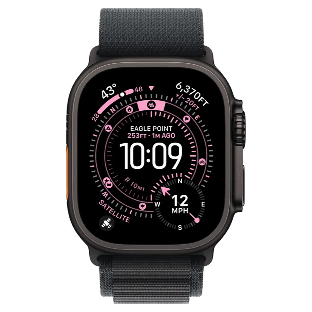 Apple Watch Ultra 3 GPS + Cellular 49mm Black Titanium Case with Black Alpine Loop - Large