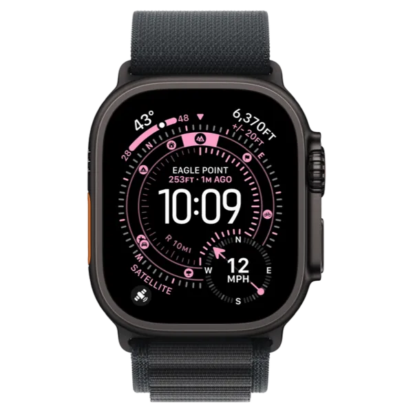 Apple Watch Ultra 3 GPS + Cellular 49mm Black Titanium Case with Black Alpine Loop - Large