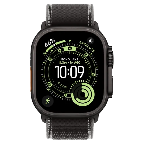 Apple Watch Ultra 3 GPS + Cellular 49mm Black Titanium Case with Black/Charcoal Trail Loop - M/L