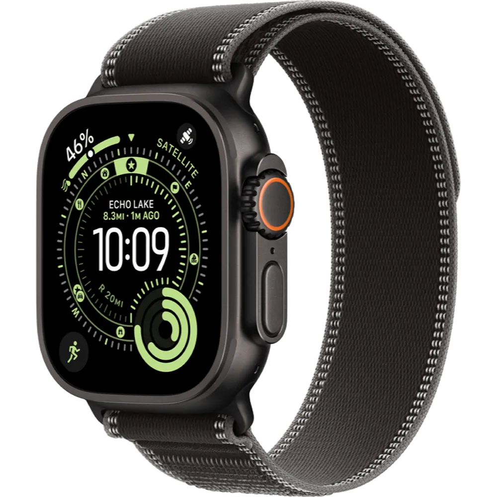 Apple Watch Ultra 3 GPS + Cellular 49mm Black Titanium Case with Black/Charcoal Trail Loop - M/L