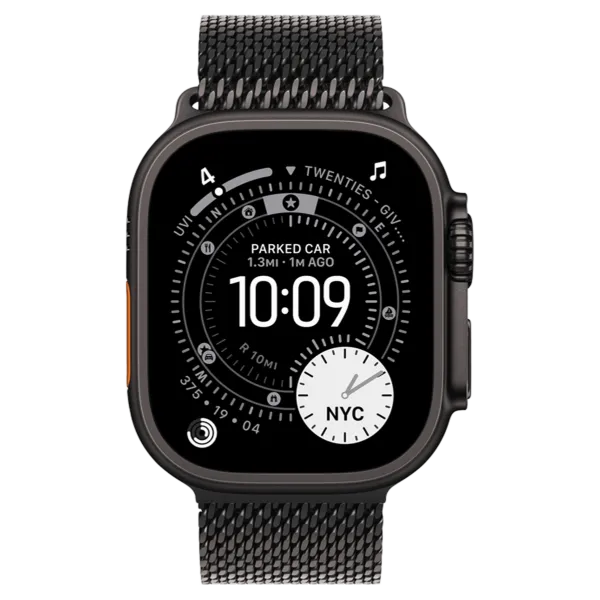 Apple Watch Ultra 3 GPS + Cellular 49mm Black Titanium Case with Black Titanium Milanese Loop - Large