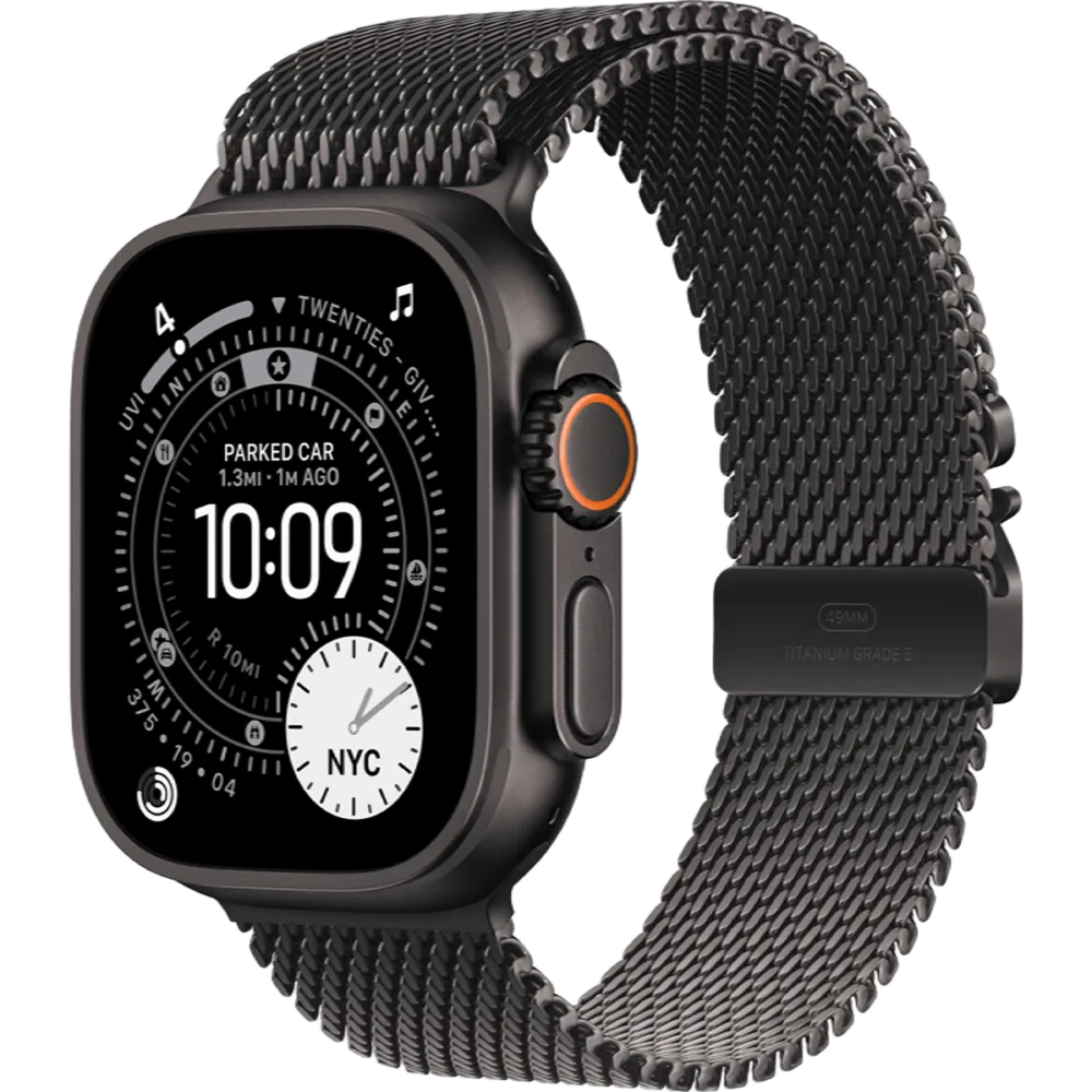 Apple Watch Ultra 3 GPS + Cellular 49mm Black Titanium Case with Black Titanium Milanese Loop - Large