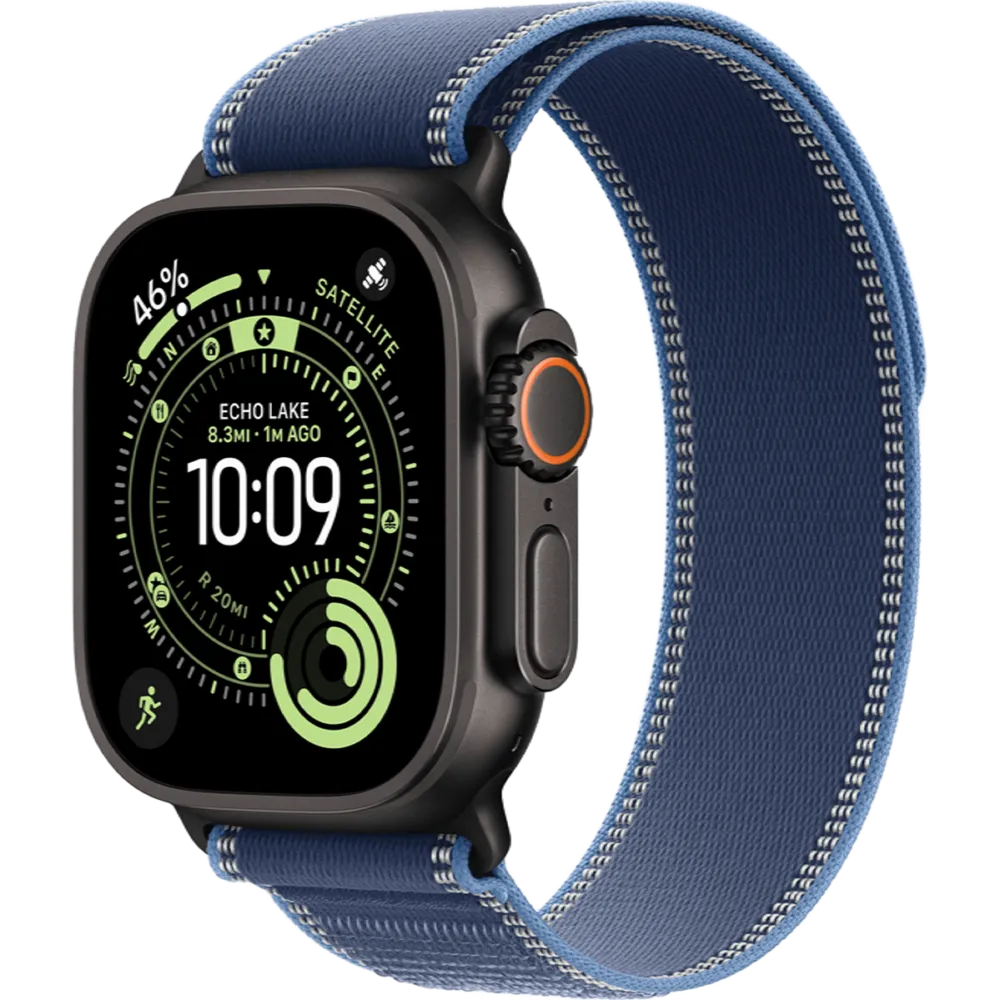 Apple Watch Ultra 3 GPS + Cellular 49mm Black Titanium Case with Blue/Bright Blue Trail Loop - M/L