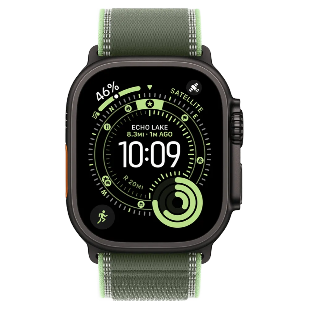 Apple Watch Ultra 3 GPS + Cellular 49mm Black Titanium Case with Green/Neon Trail Loop - M/L