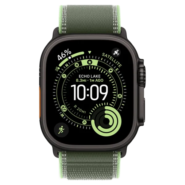 Apple Watch Ultra 3 GPS + Cellular 49mm Black Titanium Case with Green/Neon Trail Loop - M/L