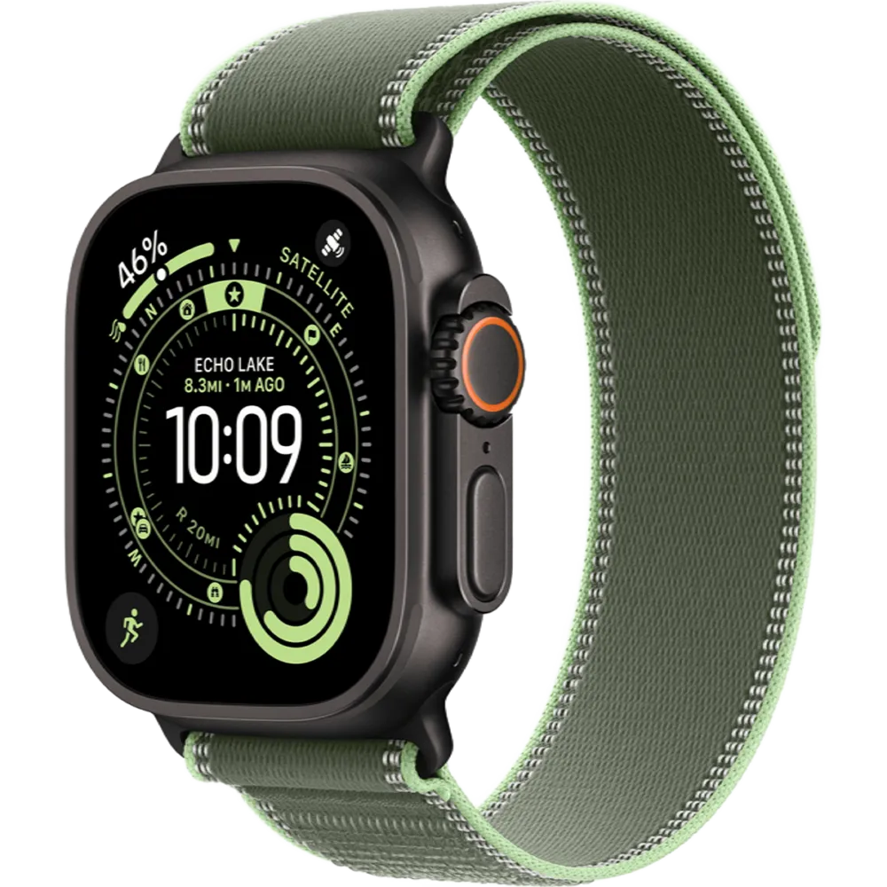 Apple Watch Ultra 3 GPS + Cellular 49mm Black Titanium Case with Green/Neon Trail Loop - M/L