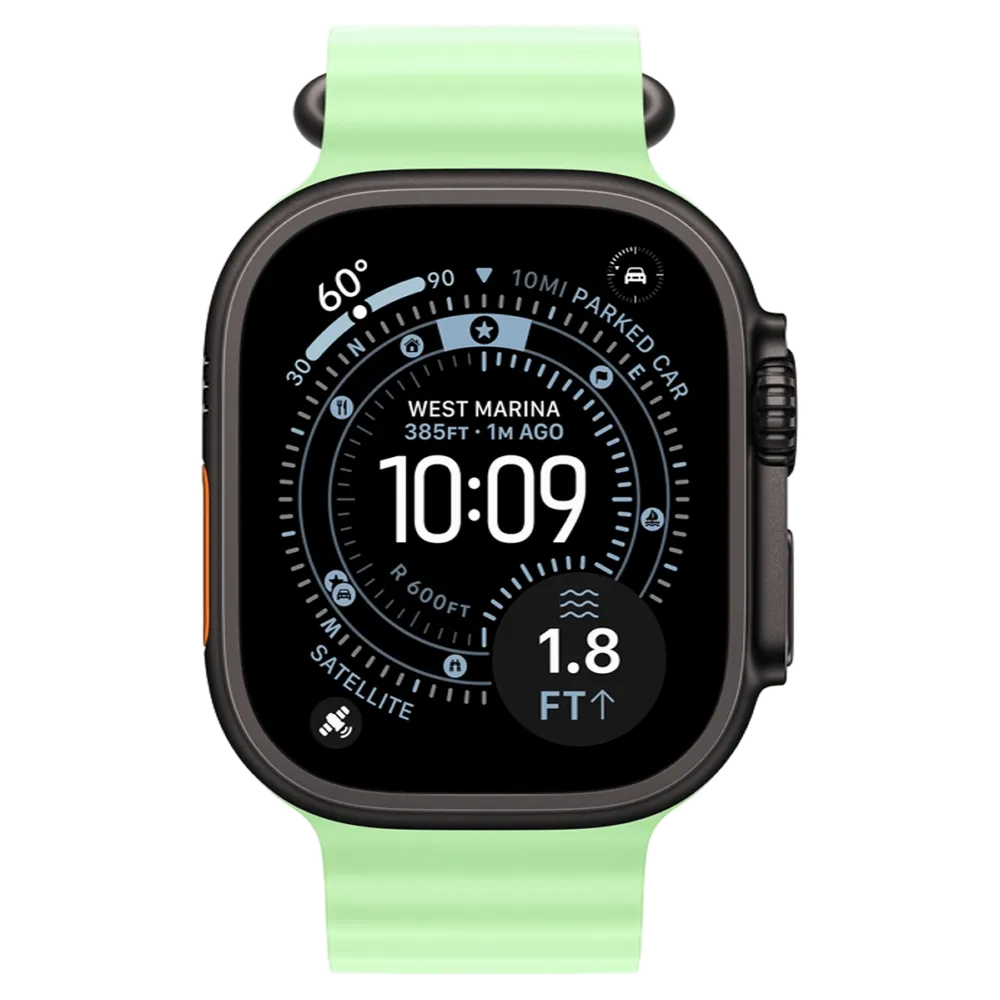 Apple Watch Ultra 3 GPS + Cellular 49mm Black Titanium Case with Neon Green Ocean Band