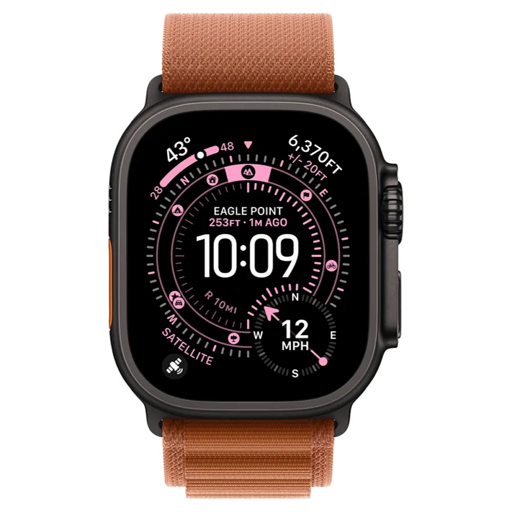 Apple Watch Ultra 3 GPS + Cellular 49mm Black Titanium Case with Terra Cotta Alpine Loop - Large