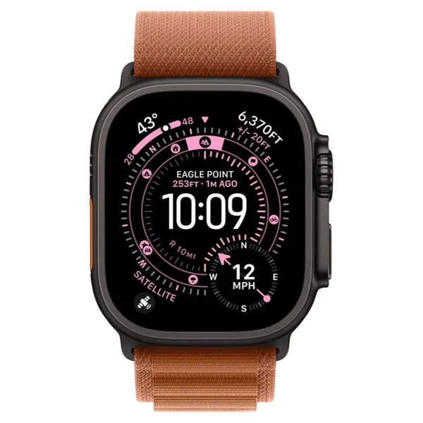 Apple Watch Ultra 3 GPS + Cellular 49mm Black Titanium Case with Terra Cotta Alpine Loop - Large
