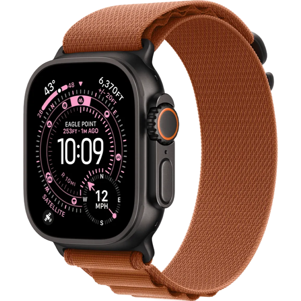 Apple Watch Ultra 3 GPS + Cellular 49mm Black Titanium Case with Terra Cotta Alpine Loop - Large