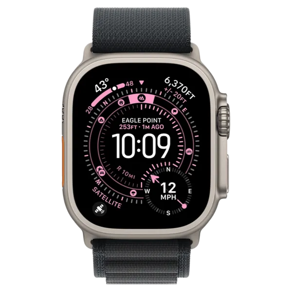 Apple Watch Ultra 3 GPS + Cellular 49mm Natural Titanium Case with Black Alpine Loop - Large