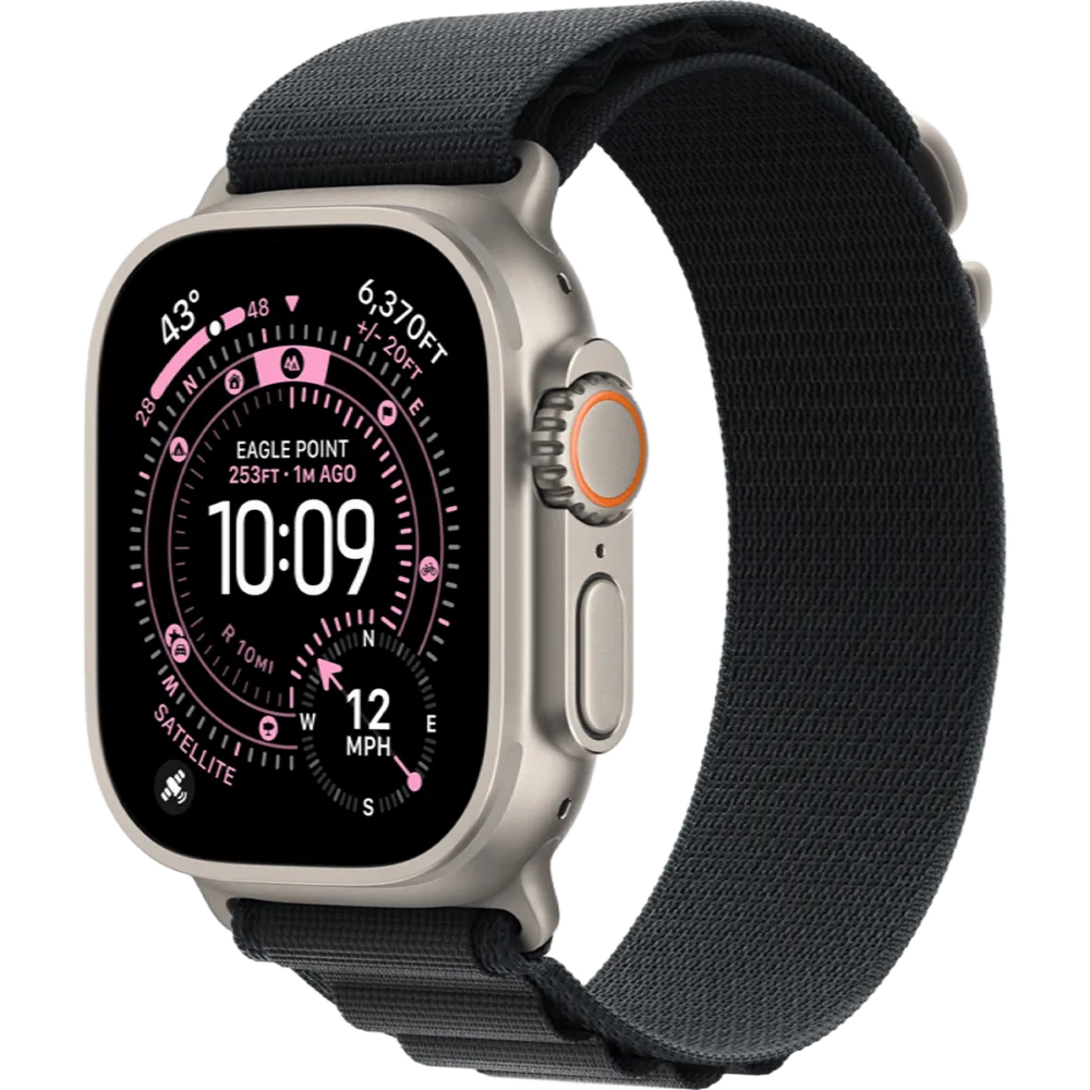Apple Watch Ultra 3 GPS + Cellular 49mm Natural Titanium Case with Black Alpine Loop - Large