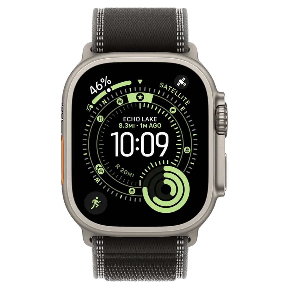 Apple Watch Ultra 3 GPS + Cellular 49mm Natural Titanium Case with Black/Charcoal Trail Loop - M/L