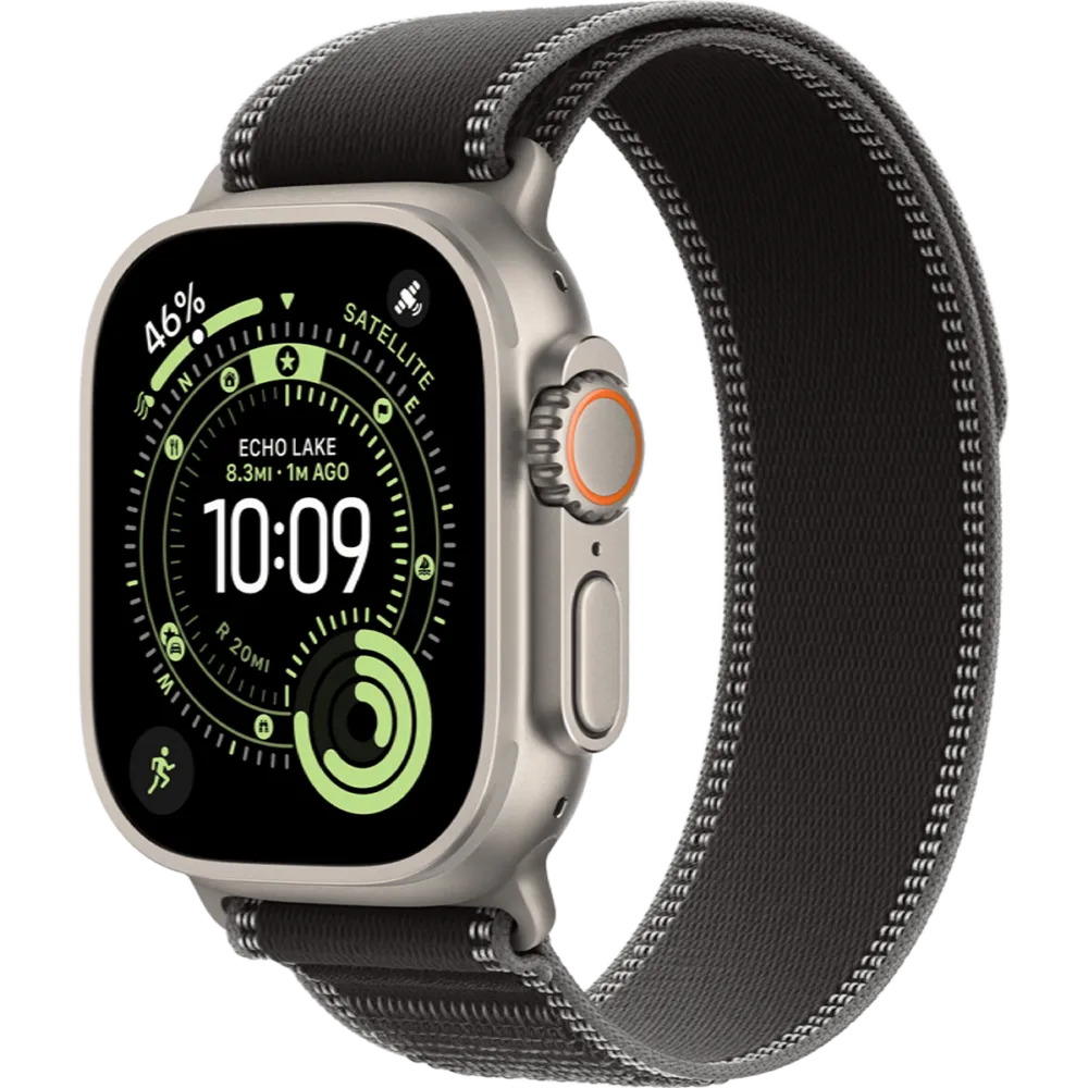 Apple Watch Ultra 3 GPS + Cellular 49mm Natural Titanium Case with Black/Charcoal Trail Loop - M/L