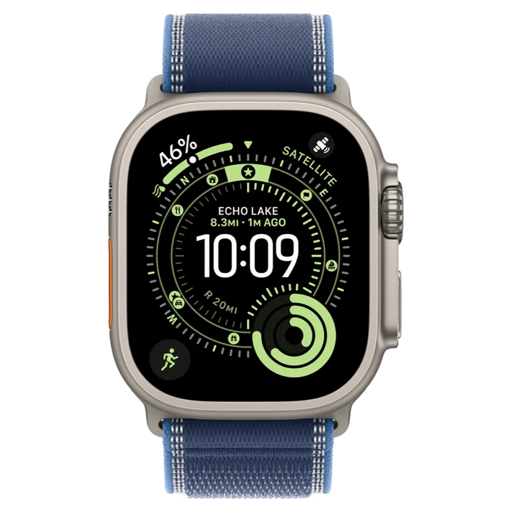 Apple Watch Ultra 3 GPS + Cellular 49mm Natural Titanium Case with Blue/Bright Blue Trail Loop - M/L