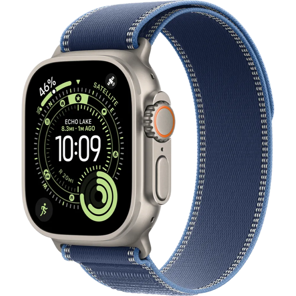 Apple Watch Ultra 3 GPS + Cellular 49mm Natural Titanium Case with Blue/Bright Blue Trail Loop - M/L