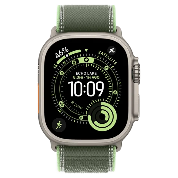 Apple Watch Ultra 3 GPS + Cellular 49mm Natural Titanium Case with Green/Neon Trail Loop - M/L