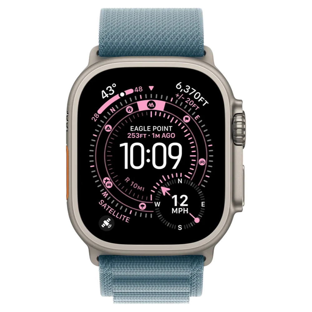 Apple Watch Ultra 3 GPS + Cellular 49mm Natural Titanium Case with Light Blue Alpine Loop - Large